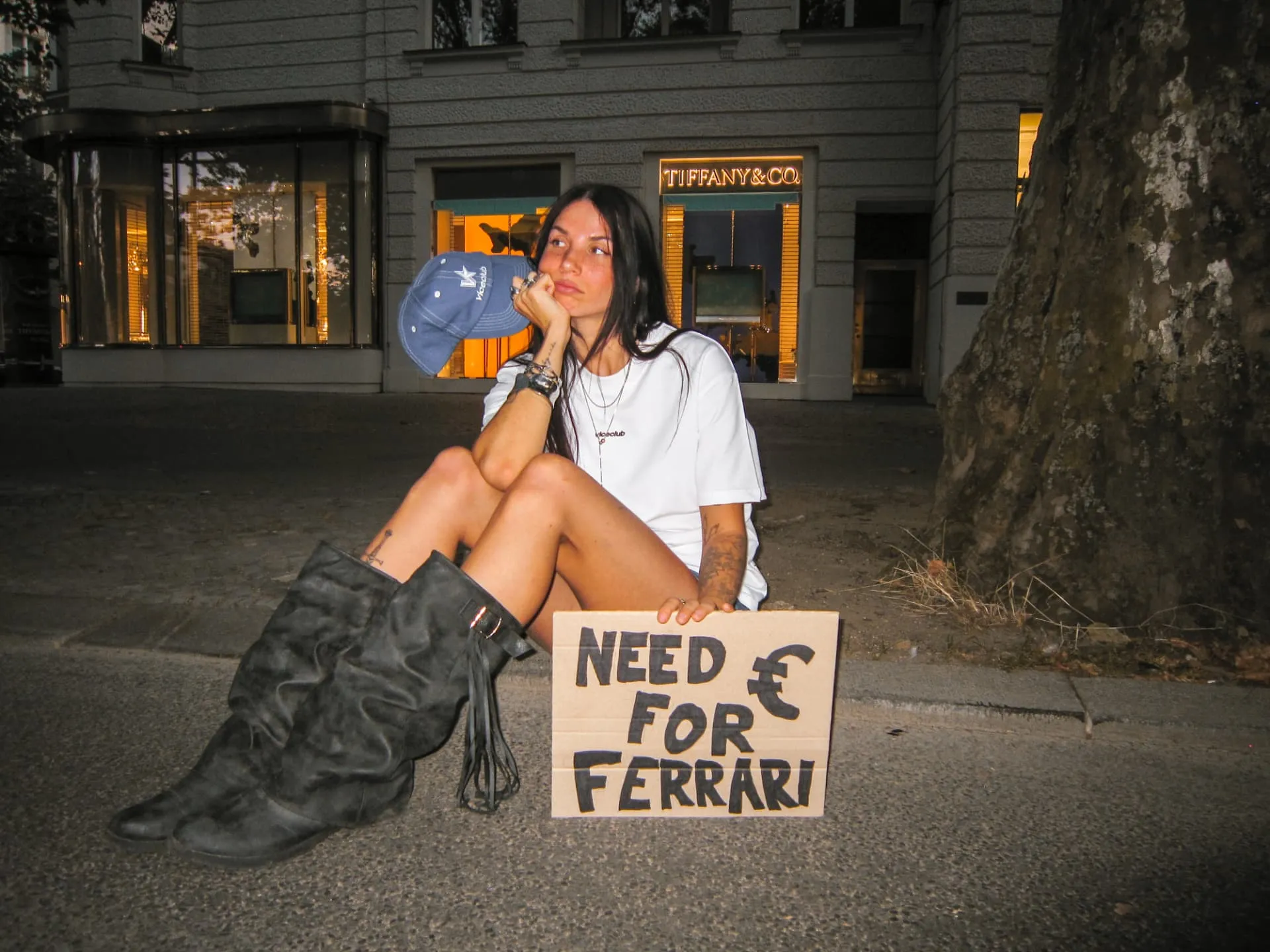 need euro for ferrari cardboard sign sitting